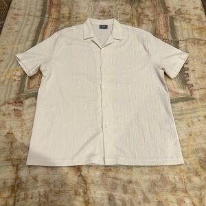 Level Ten Mens Button Down Shirt Beige Classic Outdoor Short Sleeve Poplin Large